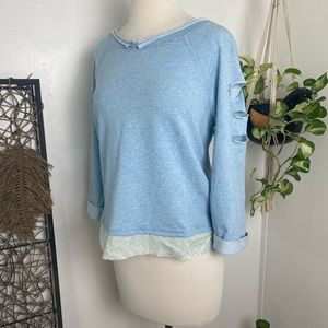 Offer.   NWOT custom altered LOGO Lounge sweatshirt / top blue top size XS